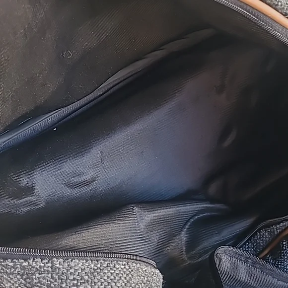 Cambridge Vintage Gray Tweed and Leather Carry-On Satchel Weekender Bag - Picture 11 of 11